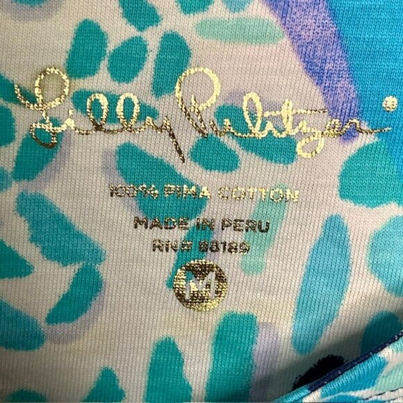 Lilly Pulitzer Hollee Dress Bright Navy Alotta Colada - Aqua/Navy/Purple - M - Picture 10 of 11